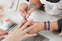 applying gel on the nails